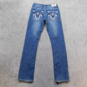 BROKEN IN True Religion Joey Jeans Womens 27 Blue Low Rise Horseshoe Thick Flap - Picture 1 of 18