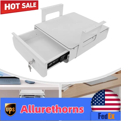 13” Under Desk Pull-Out Drawer Lockable Sliding Storage Drawer White With Lock - Изображение 1 из 4