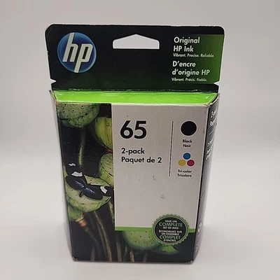 New and Sealed HP 65  Black & Tri-Color Original Ink Cartridges EXP 2021 - Image 1 of 4