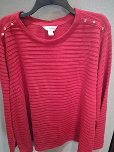 Liz Claiborne 3x W L/S Christmas Red Sweater W/Bling Blended Nwt Scoop Neck 73 - Picture 1 of 6