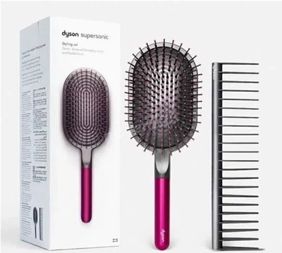 Supersonic Paddle Brush&Detangling Comb Styling Set Rose Red Suitable For Dyson - Image 1 of 4