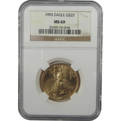 Lingotes de oro American Eagle 1992 MS 69 NGC 1/2 OZ .9167 SKU: CPC0836 Foto 1 de 4