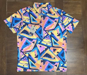 Chubbies Polo Shirt Mens M Orange Leaf Performance New Exploding Nacho Print NWT - Picture 1 of 4