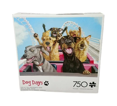 🎢 Dog Days Puzzle 🧩 750-Piece Roller Coaster Dogs 🐶 Buffalo Games NEW - Image 1 of 4