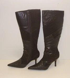 Fiorelli Womens Pointy Winter Boots Leather Ladies Cassidy Choc SIZE 9.5 RRP$280 - Picture 1 of 3
