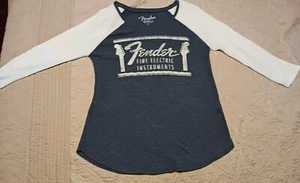 Lucky Brand Fender Rugby Shirt Women's Size Small Waffle Knit 3 Quarter Sleeve - Picture 1 of 9