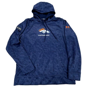 Denver Broncos Hoodie Men Medium Blue Under Armour Camo Performance Sweatshirt - Picture 1 of 11