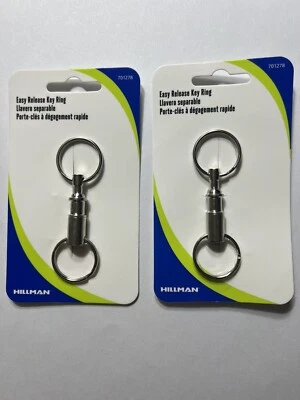 WOW! 2 EASY RELEASE Pull Apart Dual Chrome Key Rings by Hillman & FAST FREE SHIP - Image 1 of 4