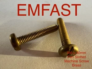 Var Pk Qty’s M6 x 30 Pan Spielautomatenschraube massiv Messing Schlitz 6mm 30mm Dom - Bild 1 von 4