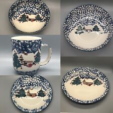 Tienshan Cabin In The Snow Folkcraft Dinnerware Service For 4 & Serving Bowl