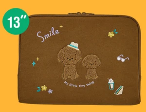 Brown Curly Poodle waterproof canvas Laptop Notebook Sleeve Case Bag Pouch 13" - Picture 1 of 7