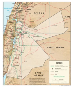 Impresión de póster de mapa fisiográfico de geografía física de Jordania país nación - Imagen 1 de 2