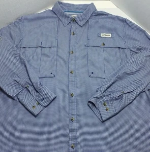 🔥Mens 2XL Magellan Blue Checkered Shirt Angler Fit Mag Wick Vented Fishing Gear - Picture 1 of 15