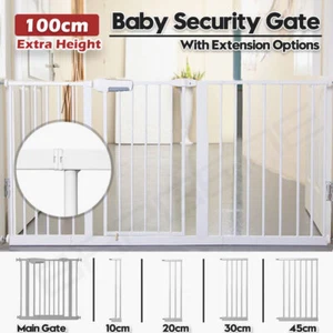 100cm Adjustable Baby Pet Child Kids Safety Security Gate Stair Barrier Door Ext - Picture 1 of 22