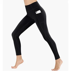 2 x Heathyoga Black High Waisted Yoga Workout Leggings Pants w/ Pockets | XXL - Picture 1 of 5