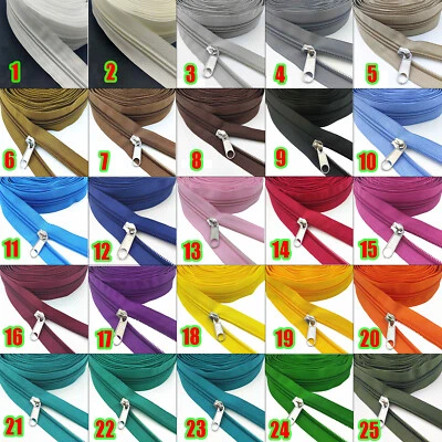 25 Colors Nylon Zippers Continuous 1/5/10M Zipper Donna Cover Tent Repair Sewing - Image 1 of 4