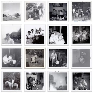 Vintage Square B&W Snapshots 1950-70s Party People Horse Family Light Leak A5125 - Picture 1 of 18