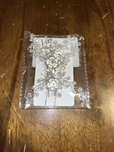 Peine de cabello de boda de flores de plata peine lateral peine de cristal - Imagen 1 de 2