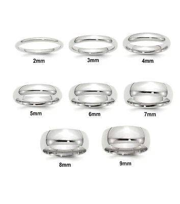 Solid Sterling Silver Comfort Fit Wedding Bands 2mm 3mm 4mm 5mm 6mm 7mm 8mm 9mm - Image 1 of 4