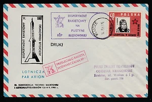 1961 Polonia cubierta de correo de cohete Cracovia - Gagarin - EZ 2C2 - Imagen 1 de 2