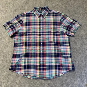 Ralph Lauren Shirt Mens L Multicolor Plaid Flesh Pony Short Sleeve - Picture 1 of 16