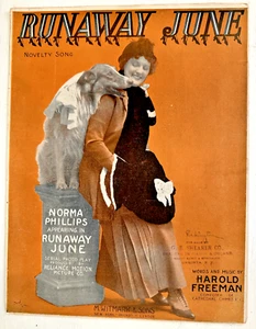 Vintage Sheet Music-1915-Runaway June-Norma Phillips-Harold Freeman-Large-Dog - Picture 1 of 1