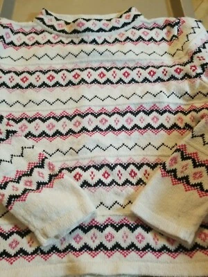 Vintage  Liz Claiborne sweater lizSport * Large* Pink Black Red Beautiful  Foto 1 de 4