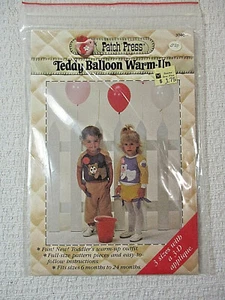 Vtg PATCH PRESS Teddy Balloon Warm-Up Sewing Pattern Toddler 6-24 mos Uncut New - Picture 1 of 5