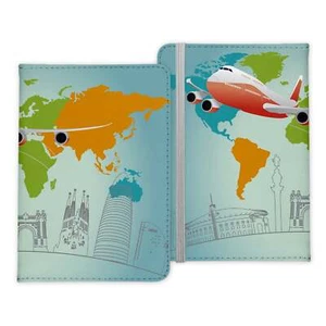 Reisepasshülle Organizer Reisen Weltkarte Skyline Berühmt Urlaub Etui Kunstleder - Bild 1 von 7