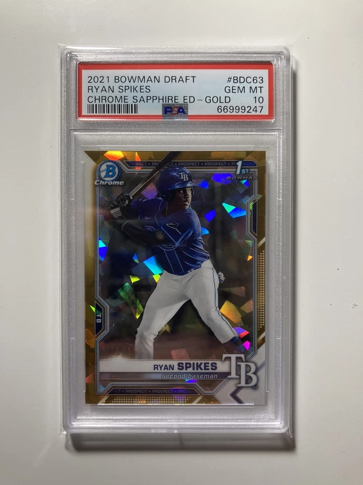 RYAN SPIKES 1ST BOWMAN GOLD /15 2021 Bowman Draft Sapphire BDC-63 PSA 10 - Image 1 of 1