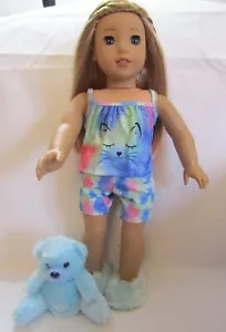 Sleep Over Short PJ Blue Set fits Girl Doll 18 Inch Clothes Seller lsful - Picture 1 of 2