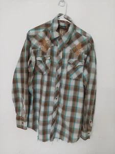 Roper Western Shirt Pearl Snap Floral Distressed Embroidered Cowboy Rodeo XL  - Picture 1 of 5