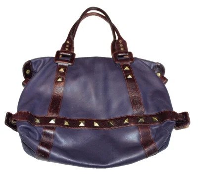 MAXX New York purple & maroon leather handbag purse studded - Image 1 of 4