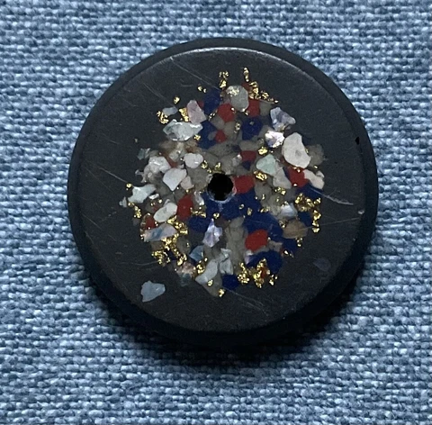 Antique Vtg Composite Whistle Button w/ Glitter Flecks - Rare Colors - 1” Cover