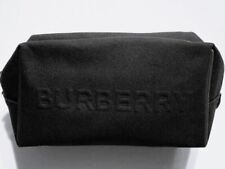 BURBERRY Embossed Logo Bag Makeup Toiletry Case COSMETIC POUCH Black New