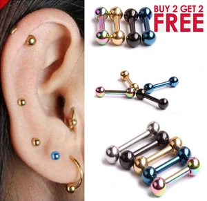 316L Surgical Steel Stud Forward Helix Ball Cartilage Piercing Tragus Earring - Picture 1 of 8