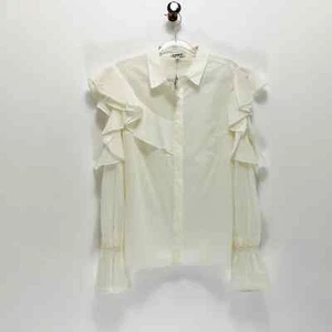 NWT Express Cold Shoulder Sheer Ruffled Blouse Size M, Cream - Picture 1 of 9