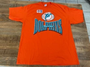 Vintage Miami Dolphins Logo 7 T Shirt Men’s XXL 1996 Orange Game Day NFL NOS SEE - Picture 1 of 12