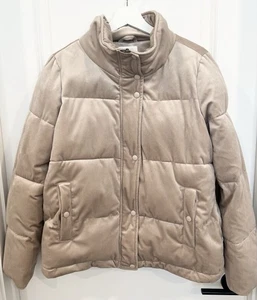 Bohme Samt beige hellbraun gesteppte gefütterte Jacke Mantel Damen Größe M - Bild 1 von 10