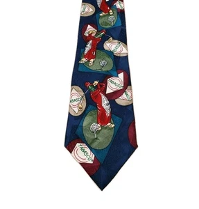 Vintage TABASCO Hot Sauce *Tabasco Bottle Playing Golf* 100% Silk Tie USA Made - Picture 1 of 13