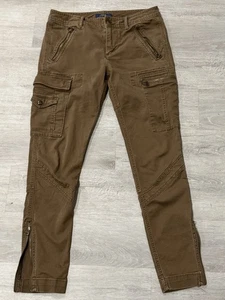 Polo Ralph Lauren Women's 8 (32x29) Cargo Pants Solid Brown Khaki Zipper Leg - Picture 1 of 9