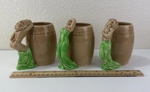 3 tazze nude Dorothy Kindell Naughty Lady in ceramica verde Risqué Giappone Tiki ma - Foto 1 di 10