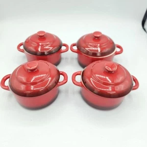 Juego de 4 Mini Cazuela Redonda Petite Platos con Tapa Rojo y Negro 9cm - Imagen 1 de 16