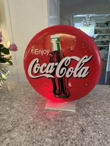 Coke Vtg Light Up Sign On Stand As Is Advertising Plastic Round - Picture 1 of 22