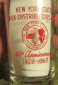 Vintage New York State Milk Distributors Anniversary 1928 - 1968 Glass Rare - Picture 1 of 3