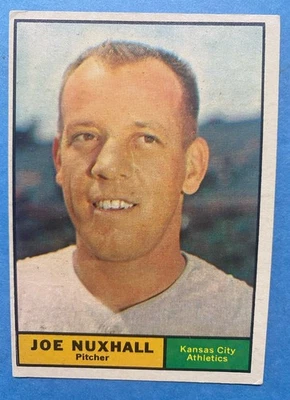 1961 Topps - Joe Nuxhall No444 K.C. Бейсбольная карточка Athletics без складок EX - Изображение 1 из 2