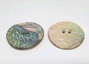 Buttons Large Abalone Vintage Qty 2 - Picture 1 of 6