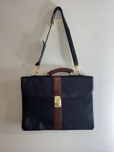De Colección Esquire Bolso de Cuero Negro Herrajes Dorados Maletín de Hombro Muy R - Imagen 1 de 18