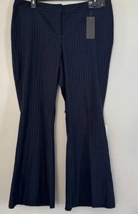 New Lane Bryant Flare Leg Dress Pants Blue Pinstripe High Rise Career Chic Sz 20 - Picture 1 of 14