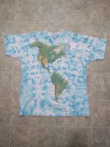 Liquid Blue T-Shirt MapWorld Ocean Continents All Over Print 90s Size XL SGSTICH - Picture 1 of 7